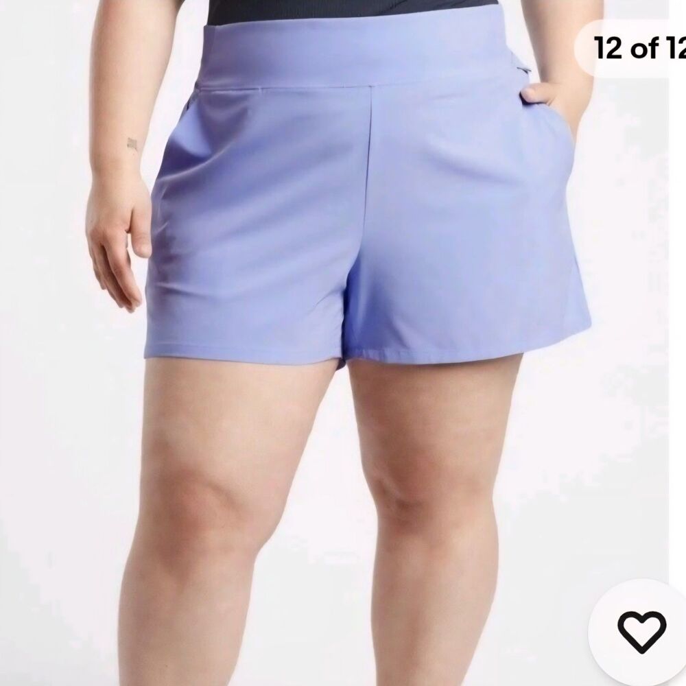 Athleta Brooklyn Shorts Periwinkle Lavender Pastel Activewear Size 18 Travel